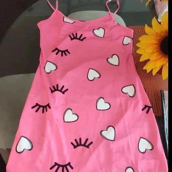 Women's Heart & Eyelash Print Sleep Dress - Size 6 - Picture 1 of 5